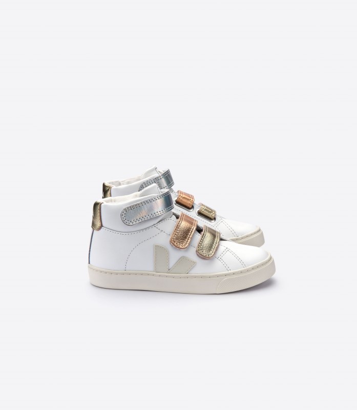 Premium Veja Mid Strappi Leather White Shiny Ireland