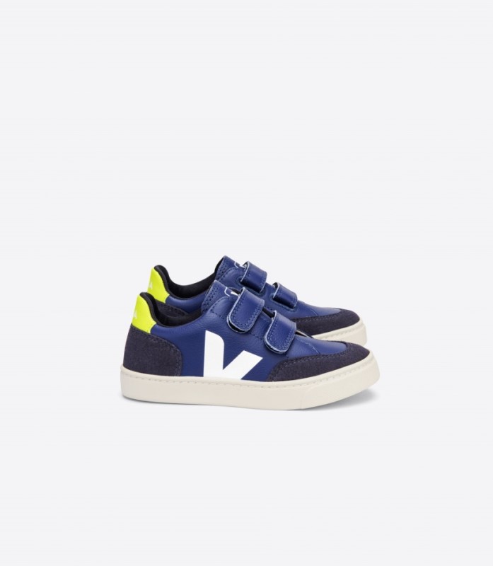 Veja V-12 Chromefree Leather Cobalt White Jaune Fluo Ireland